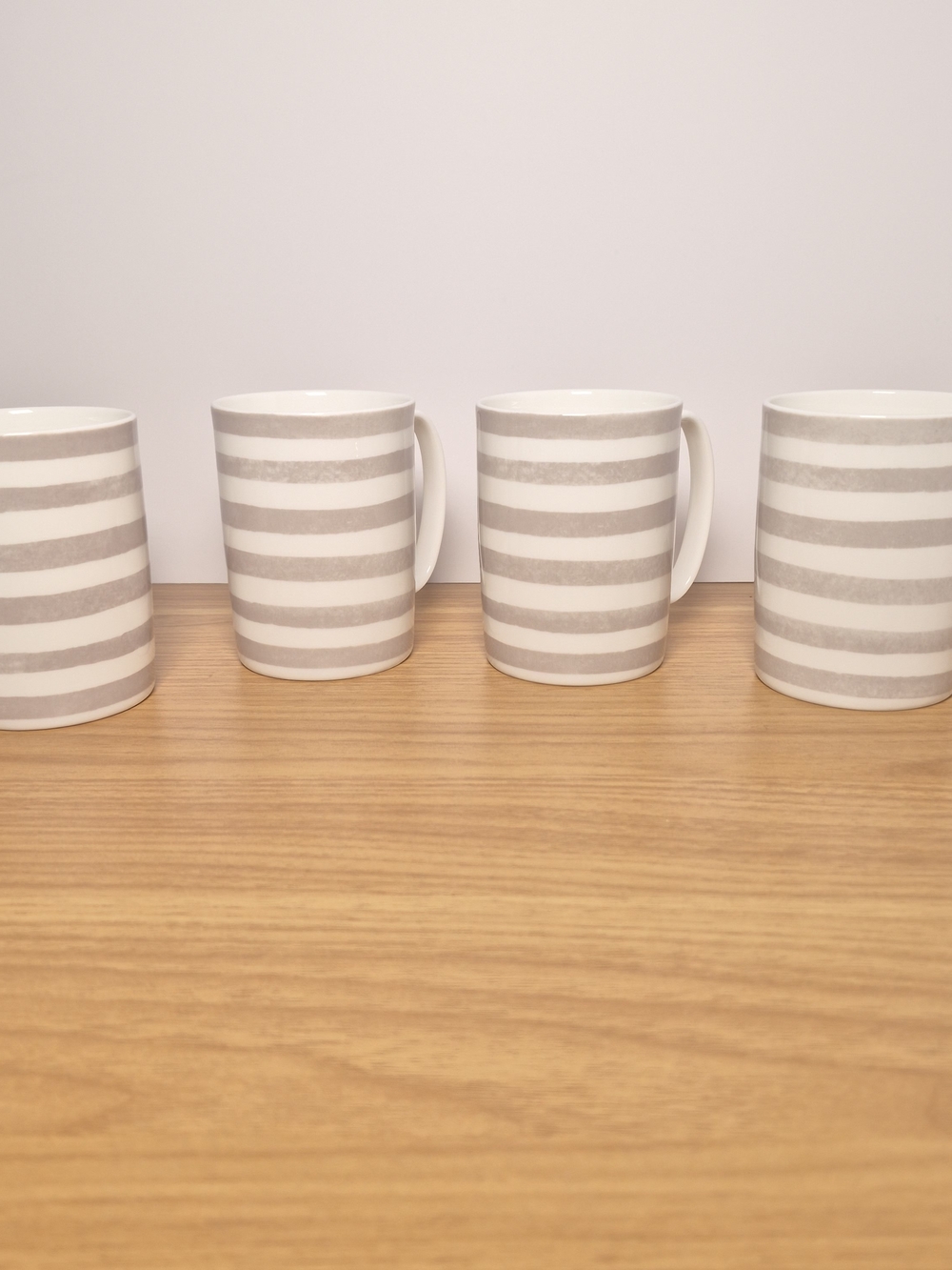 Kate Spade Lenox Charlotte Street Grey North Mugs Set of 4 Porcelain Stripes